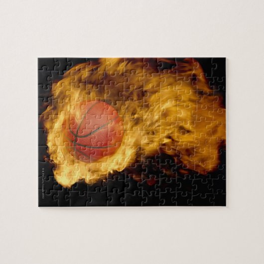Puzzle Basket-ball en feu (composite numérique) (Horizontal)