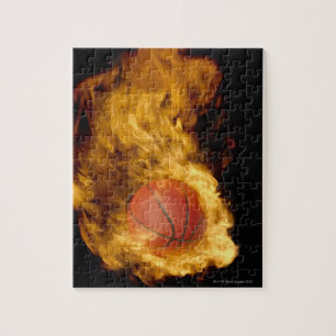 Puzzle Basket-ball en feu (composite numérique)