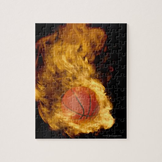 Puzzle Basket-ball en feu (composite numérique) (Vertical)