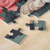 Puzzle Basset Hound avec des roses - Saint-Valentin  (Côté)