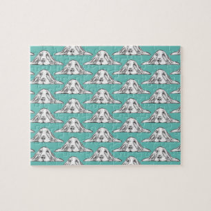Puzzle basset hound black white simple puppy dog eyes 