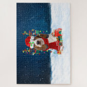 Puzzle Basset Hound chien avec cadeaux de Noël (Vertical)