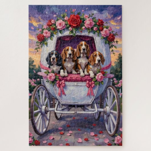 Puzzle Basset Hound Chien Saint-Valentin (Vertical)