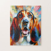 Puzzle Basset Hound Chig Acrylique Imprimer Cadeau Amoure (Vertical)