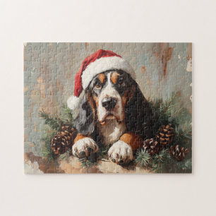 Puzzle Basset Hound dans une peinture à l'huile de chapea