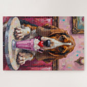 Puzzle Basset Hound Dog Valentine's Day Heart Milkshake (Horizontal)
