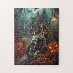 Puzzle Basset Hound équitation moto Halloween effrayant