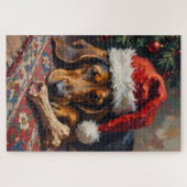 Puzzle Basset Hound Sleeping After Christmas Feast Hat (Horizontal)