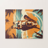 Puzzle Basset Hound sur une plage tropicale au coucher du (Horizontal)