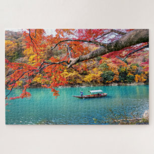 Puzzle Bateau À Fond Plat Sur La Rivière En Automne À Kyo