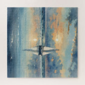 Puzzle Bateau À Voile Aquarelle Sur Peinture Océanique (Horizontal)