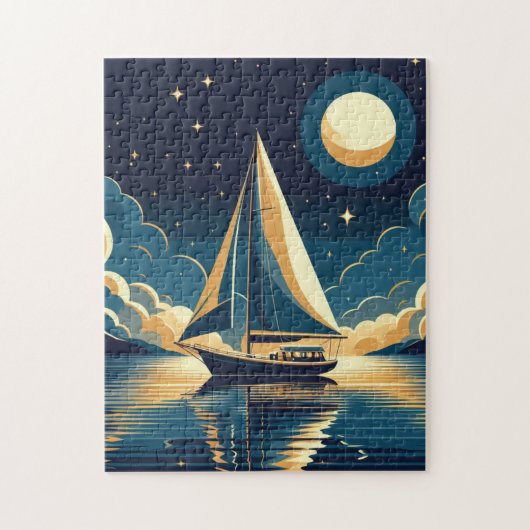 Puzzle Bateau à voile la nuit (Vertical)