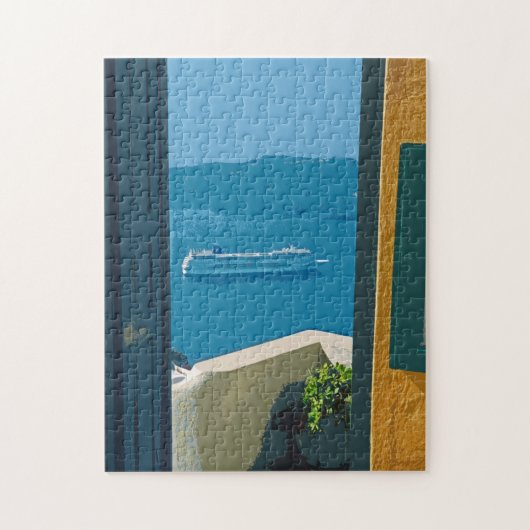 Puzzle bateau de croisière à Santorin, Grèce (Vertical)