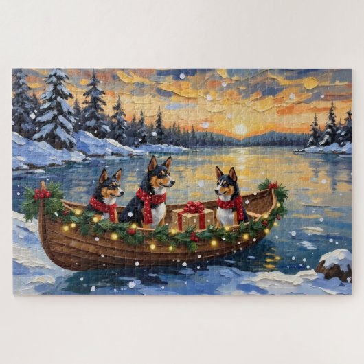 Puzzle Bateau de Noël Basenji pour les Fêtes (Horizontal)