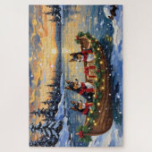 Puzzle Bateau de Noël Basenji pour les Fêtes (Vertical)