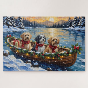 Puzzle Bateau de Noël Lhasa Apso pour les Fêtes