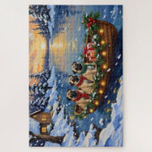 Puzzle Bateau de Noël Pug Fêtes (Vertical)