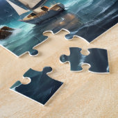 Puzzle Bateau de rangée vide de lune de phare (Côté)