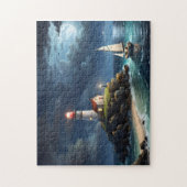 Puzzle Bateau de rangée vide de lune de phare (Vertical)