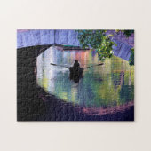 Puzzle Bateau pittoresque vert pourpre sous le pont Arch  (Horizontal)