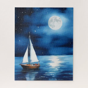 Puzzle Bateau sous Pleine lune