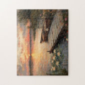 Puzzle Bateau vintage au lac Sunset (Vertical)