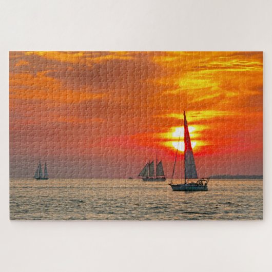 Puzzle Bateaux à Key West, Floride, coucher de soleil (Horizontal)