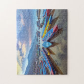 Puzzle Bateaux en bois coloré Phewa Lake Nepal Travel (Vertical)