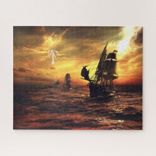 Puzzle Bateaux sur la mer orageuse (Horizontal)