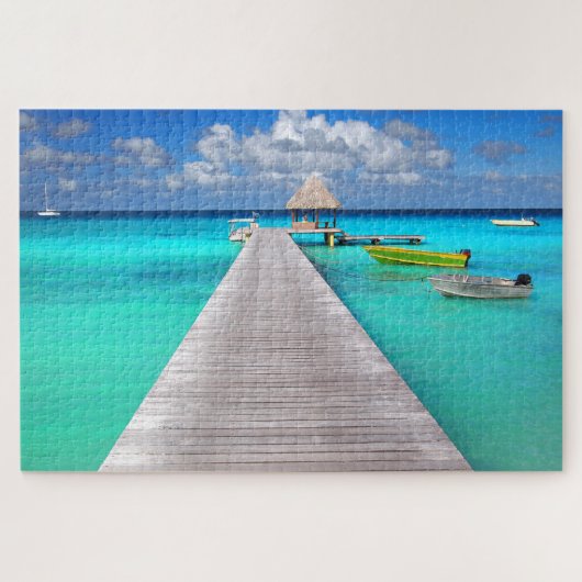 Puzzle Bateaux sur une jetée dans une lagune bleue (Horizontal)