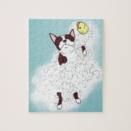 Puzzle Bath de Boston Terrier (Vertical)