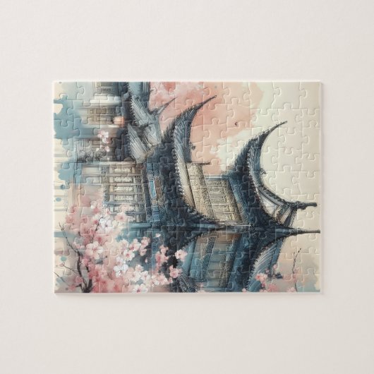 Puzzle Bâtiment asiatique ancien au printemps Jigsaw Puzz (Horizontal)
