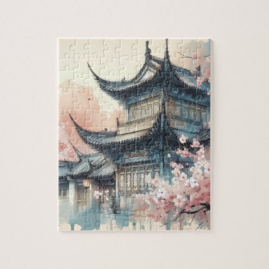 Puzzle Bâtiment asiatique ancien au printemps Jigsaw Puzz (Vertical)