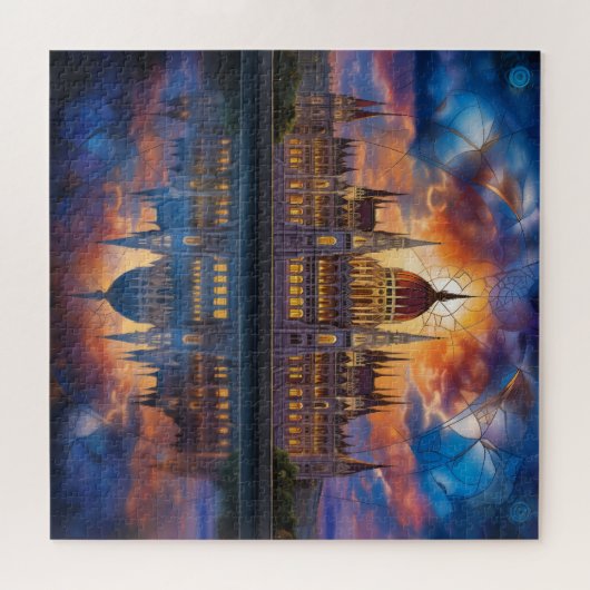 Puzzle Bâtiment du Parlement Stylisé à Budapest (Horizontal)