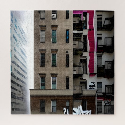 Puzzle Bâtiments de ville abandonnés avec graffitis (Vertical)