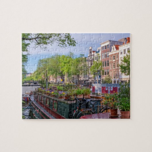 Puzzle Bâtiments et canal à Amsterdam, Pays-Bas (Horizontal)