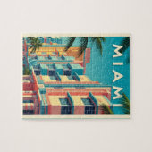 Puzzle Bâtiments vibrants de Miami avec des palmiers (Horizontal)