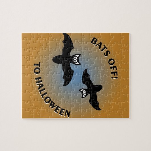 Puzzle Bats d'Halloween bleu orange (Horizontal)