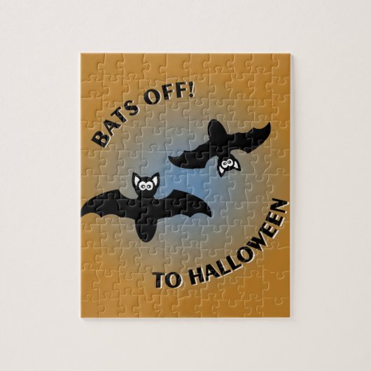 Puzzle Bats d'Halloween bleu orange (Vertical)