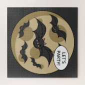 Puzzle Bats Having Party on Full Moon (Horizontal)
