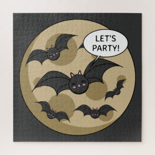 Puzzle Bats Having Party on Full Moon
