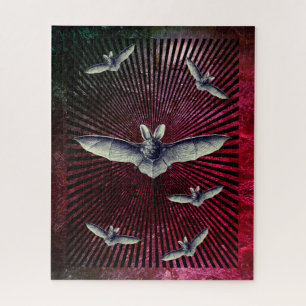 Puzzle Battes de vol, rayon de soleil magenta, illusion