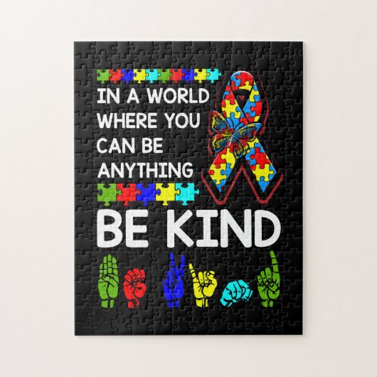 Puzzle Be Kind Autism Awareness ASL Mom Teacher Kindness (Vertical)