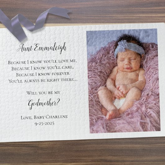 Puzzle Be My Godmère Proposition Photo Invitation
