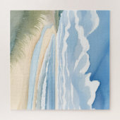 Puzzle Beach Shore Walk | Coastal Ocean Watercolor (Horizontal)