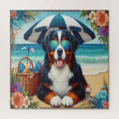 Puzzle Beachside Bernese Bliss : Chien Cool avec lunettes (Vertical)