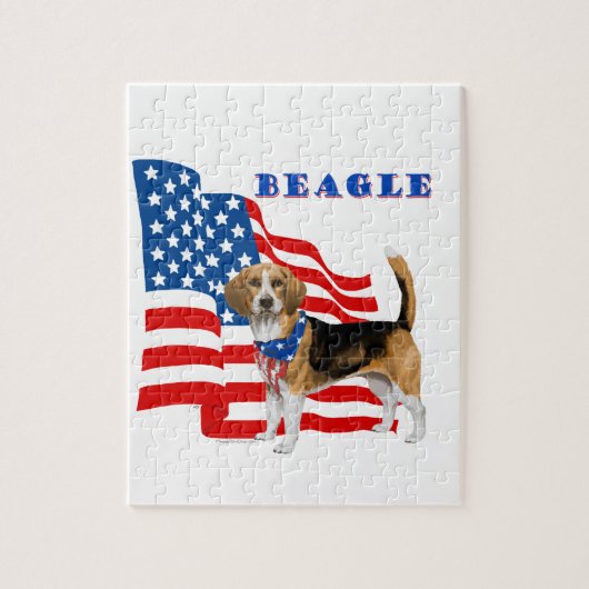 Puzzle Beagle avec drapeau américain (Vertical)