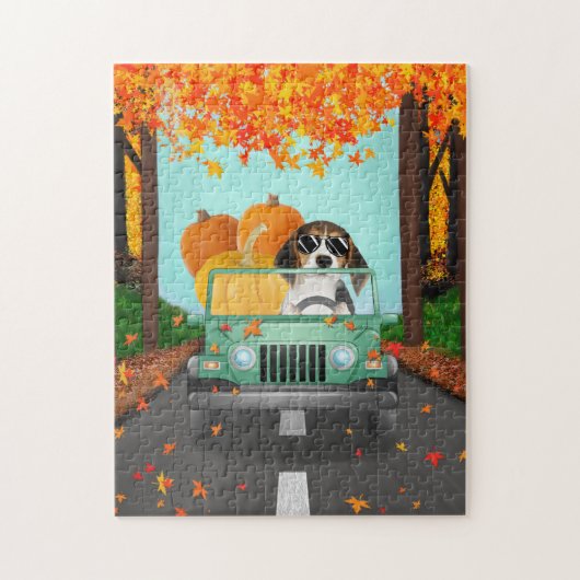 Puzzle Beagle chien Citrouille d'automne (Vertical)