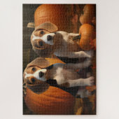 Puzzle Beagle chiot Automne Délice Citrouille (Vertical)