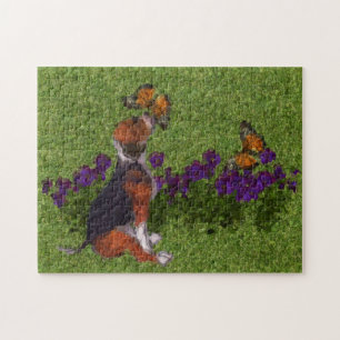 Puzzle Beagle Chiot Papillons Chien Art Photo Peinture